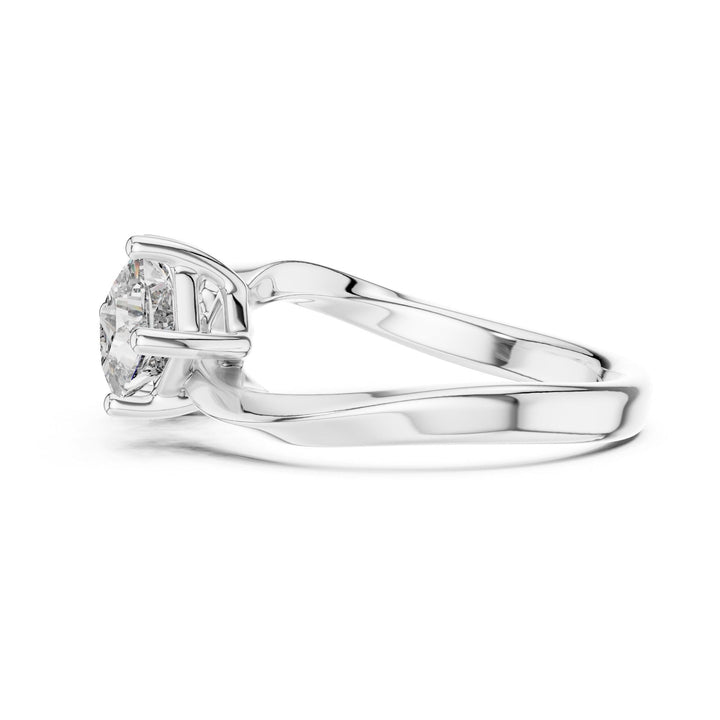 Princess Cut Lab Grown Diamond Cluster Ring, 0.90ct Total, Solid Gold