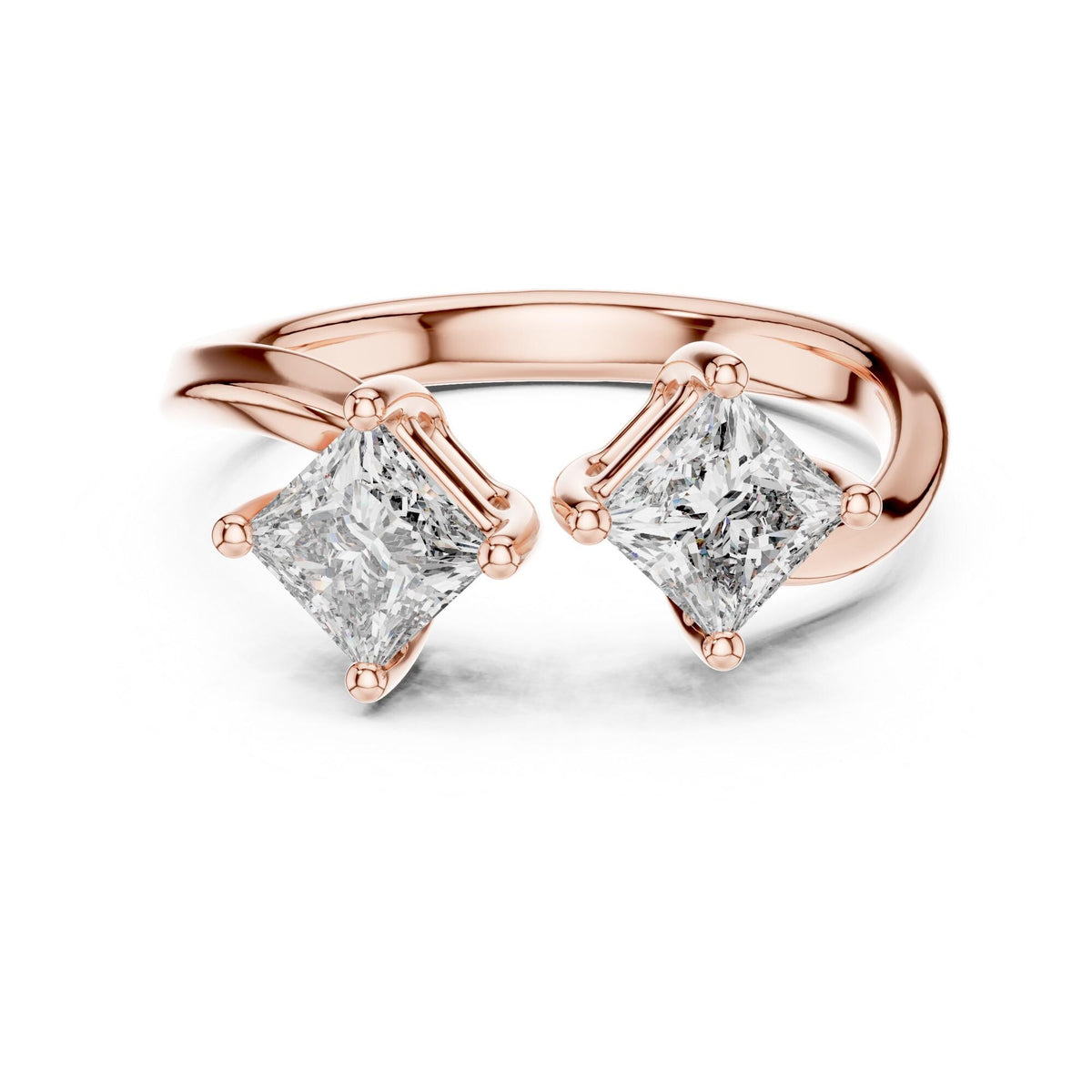 Princess Cut Lab Grown Diamond Cluster Ring, 0.90ct Total, Solid Gold
