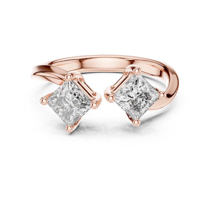 Princess Cut Lab Grown Diamond Cluster Ring, 0.90ct Total, Solid Gold