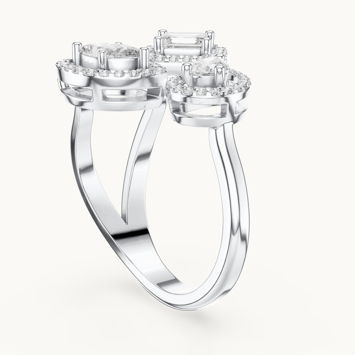Marquise Cut Lab Grown Diamond Cluster Ring, 0.92ct Total, Solid Gold
