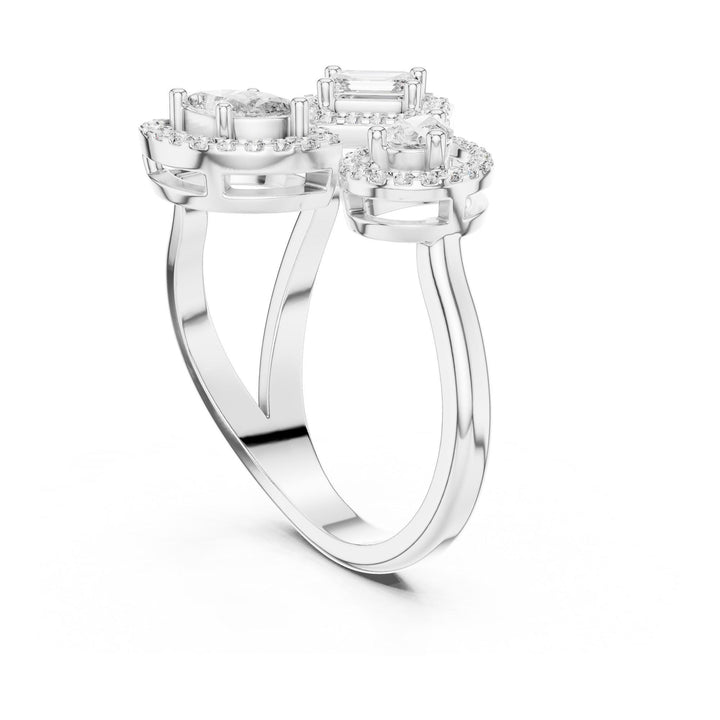 Marquise Cut Lab Grown Diamond Cluster Ring, 0.92ct Total, Solid Gold