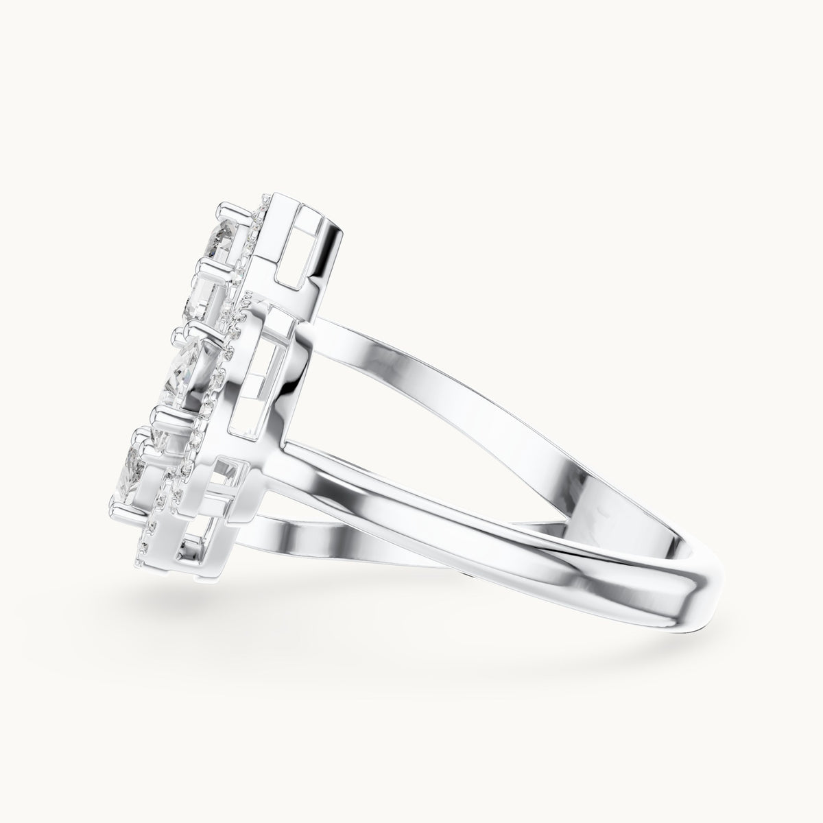 Marquise Cut Lab Grown Diamond Cluster Ring, 0.92ct Total, Solid Gold