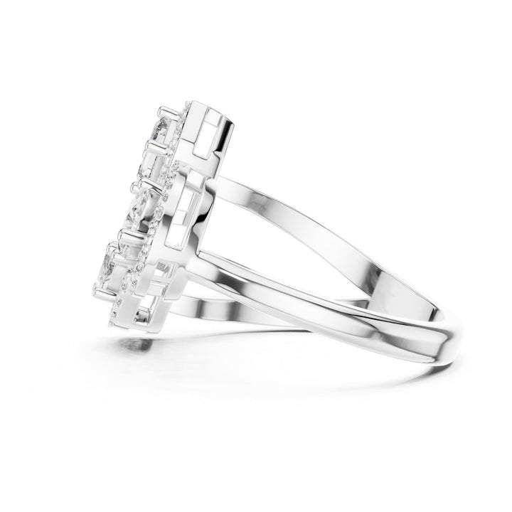 Marquise Cut Lab Grown Diamond Cluster Ring, 0.92ct Total, Solid Gold