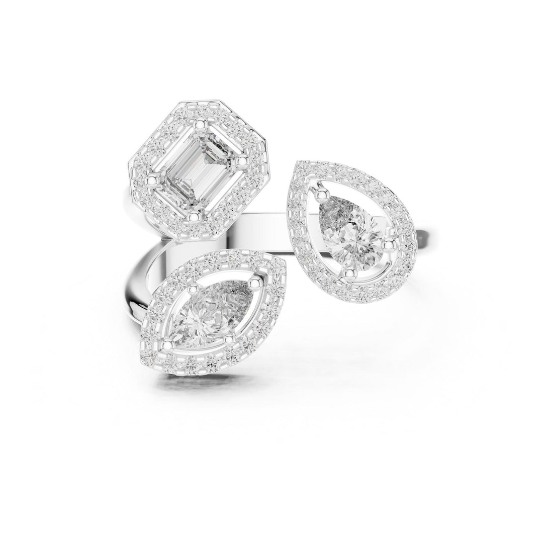 Marquise Cut Lab Grown Diamond Cluster Ring, 0.92ct Total, Solid Gold