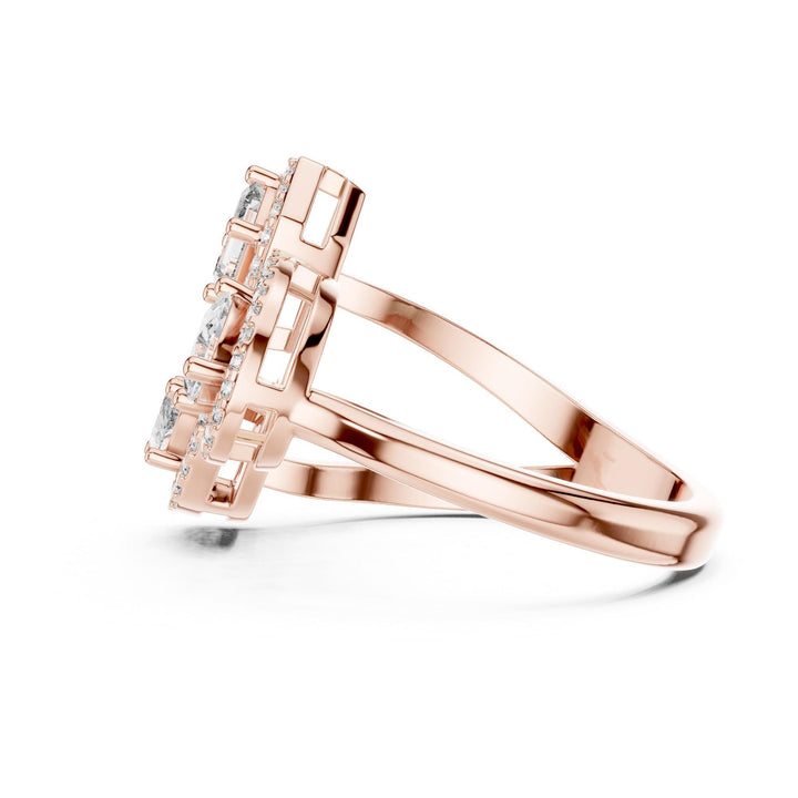 Marquise Cut Lab Grown Diamond Cluster Ring, 0.92ct Total, Solid Gold