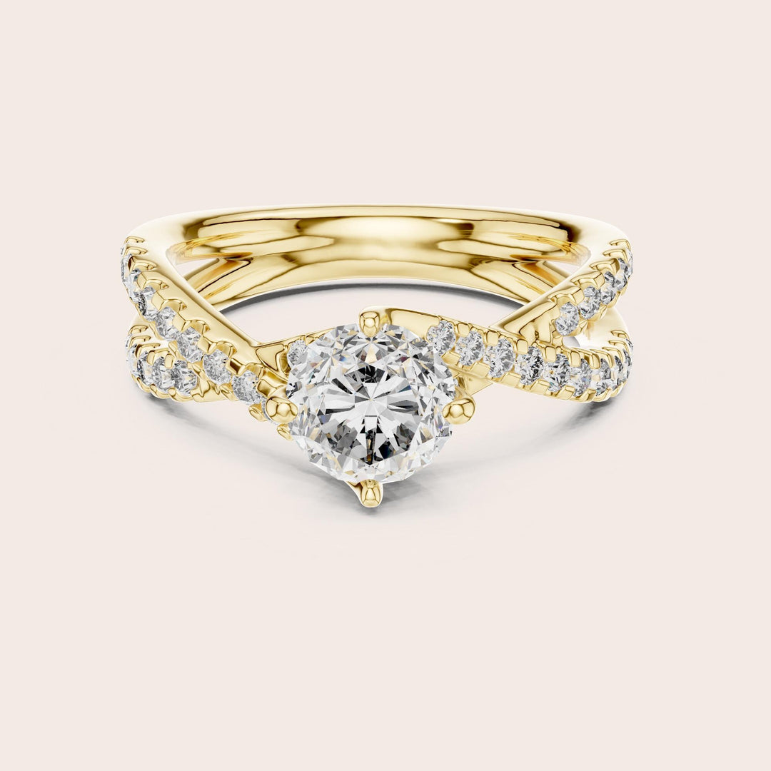 Round Cut Lab Grown Diamond Solitaire Ring, 1.38ct Total, Solid Gold