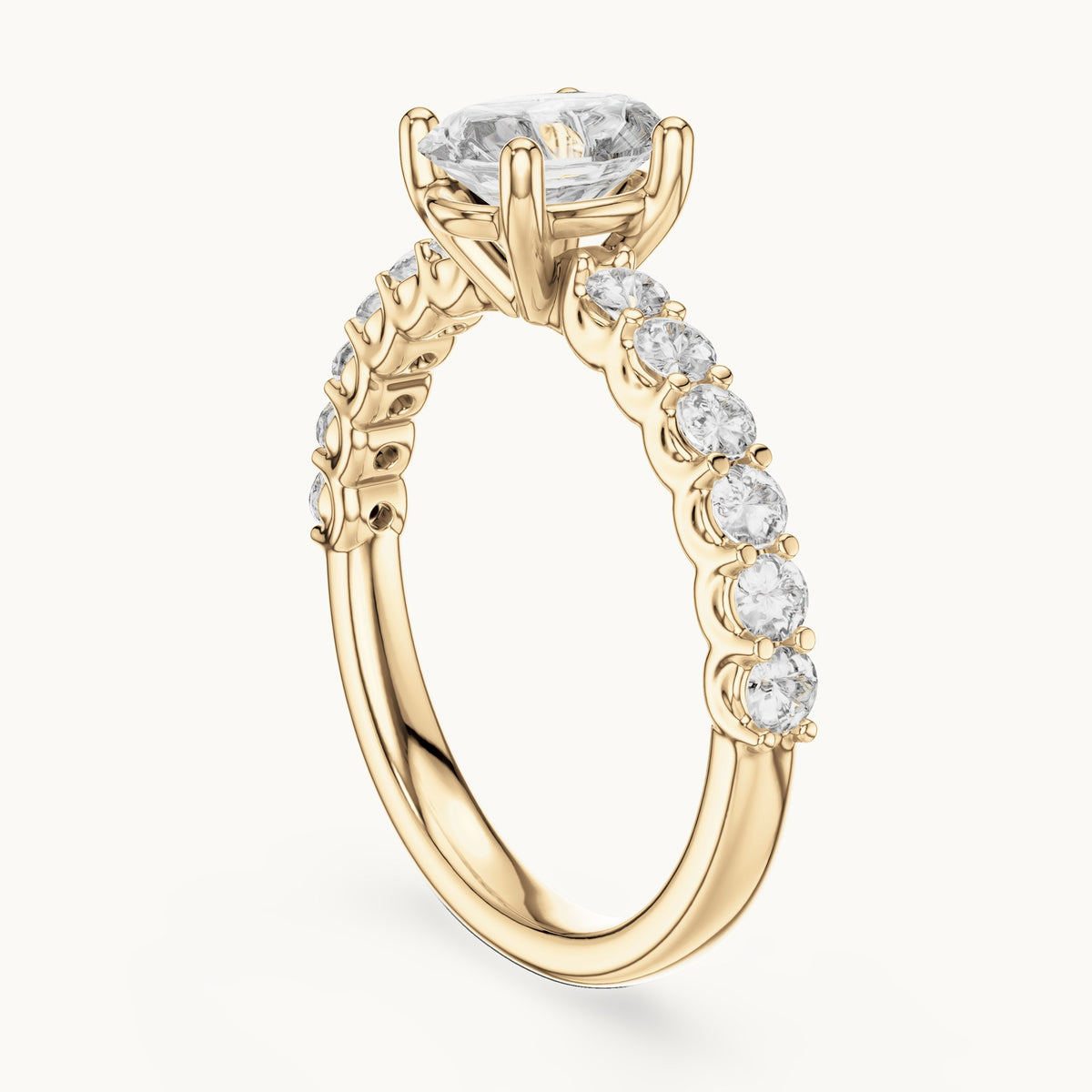 Oval cut lab-grown diamond solitaire ring in 14K yellow gold, 1.55 CT TW, view 2