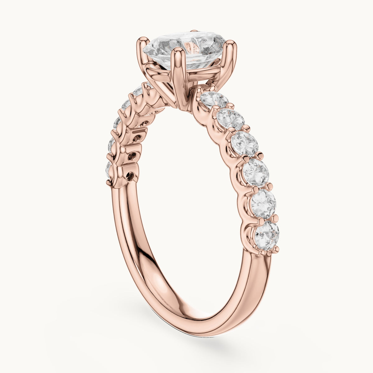 Oval cut lab-grown diamond solitaire ring in 14K rose gold, 1.55 CT TW, view 1