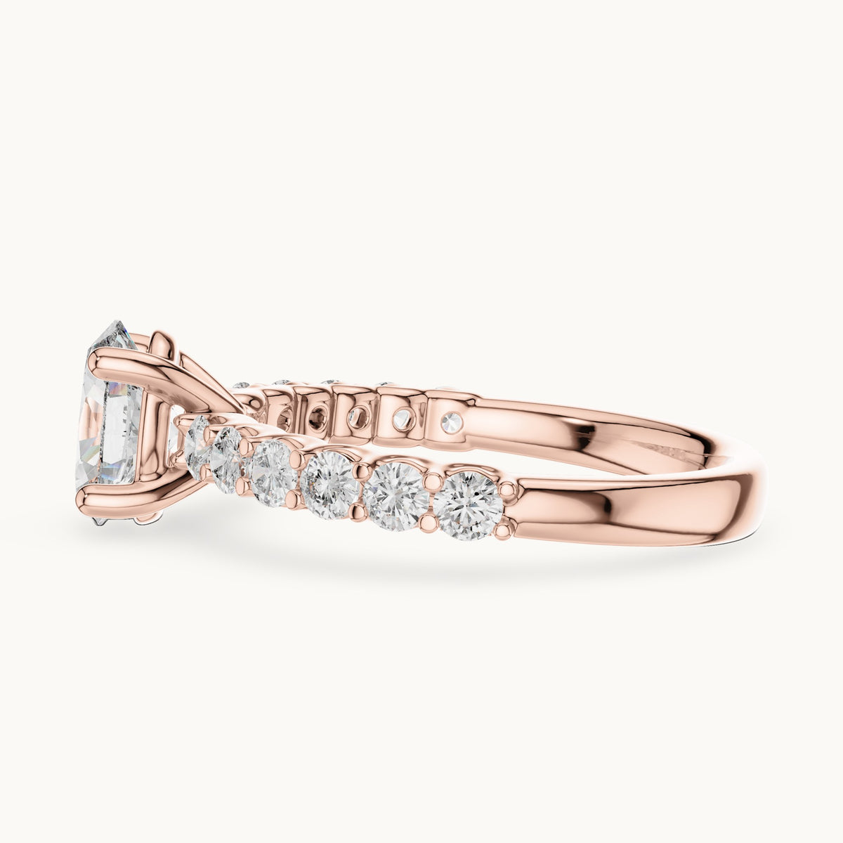 Oval cut lab-grown diamond solitaire ring in 14K rose gold, 1.55 CT TW, view 2