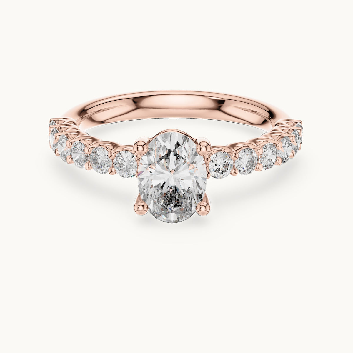 Oval cut lab-grown diamond solitaire ring in 14K rose gold, 1.55 CT TW, view 3