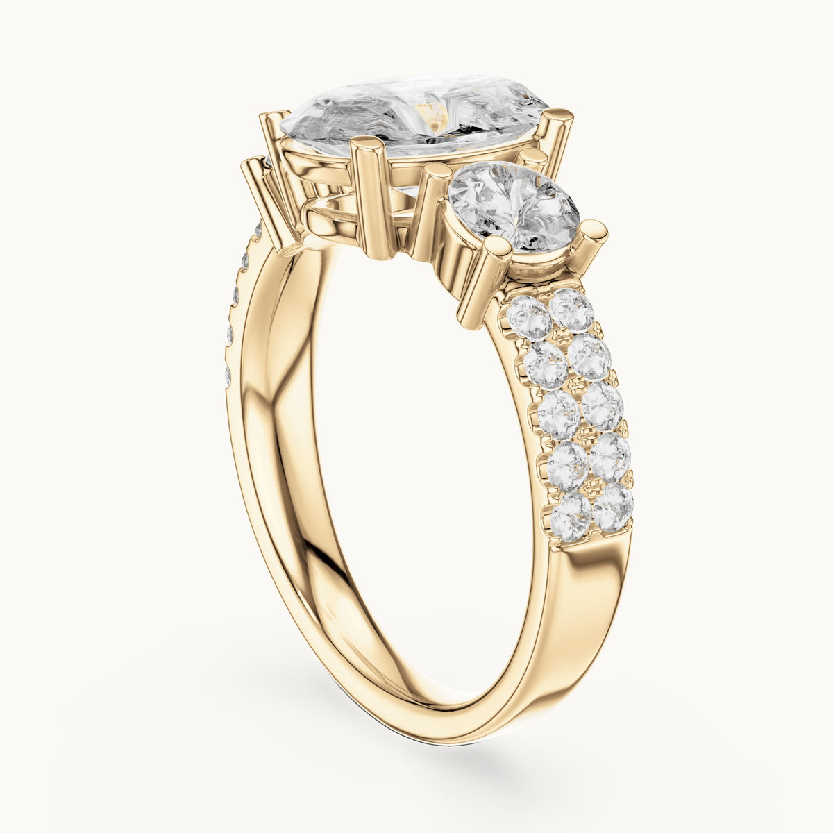 Oval cut lab-grown diamond solitaire ring in 14K yellow gold, 3.10 CT TW, view 2