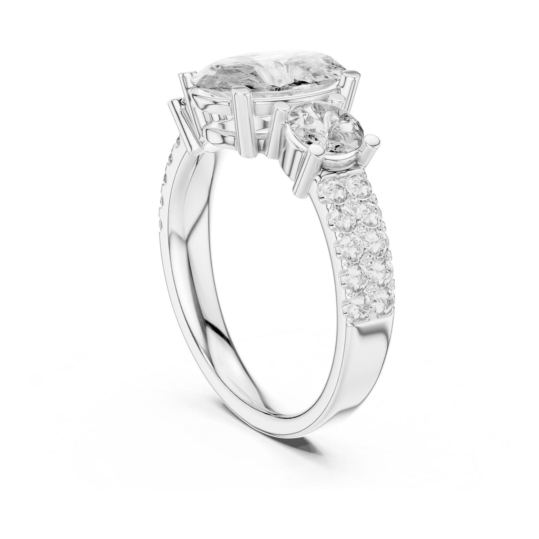 Oval Cut Lab Grown Diamond Solitaire Ring, 3.10ct Total, Solid Gold