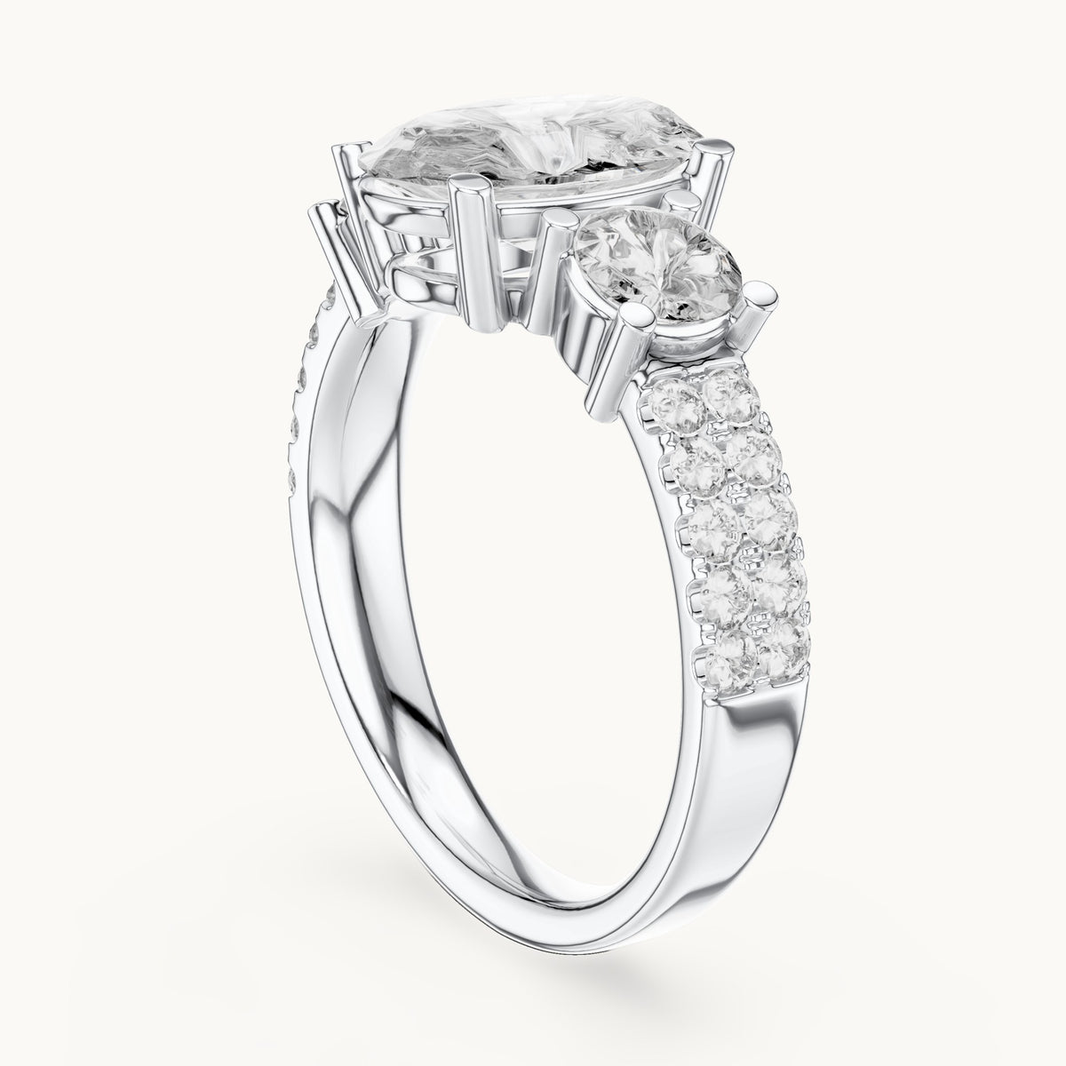 Oval cut lab-grown diamond solitaire ring in 14K white gold, 3.10 CT TW, view 1