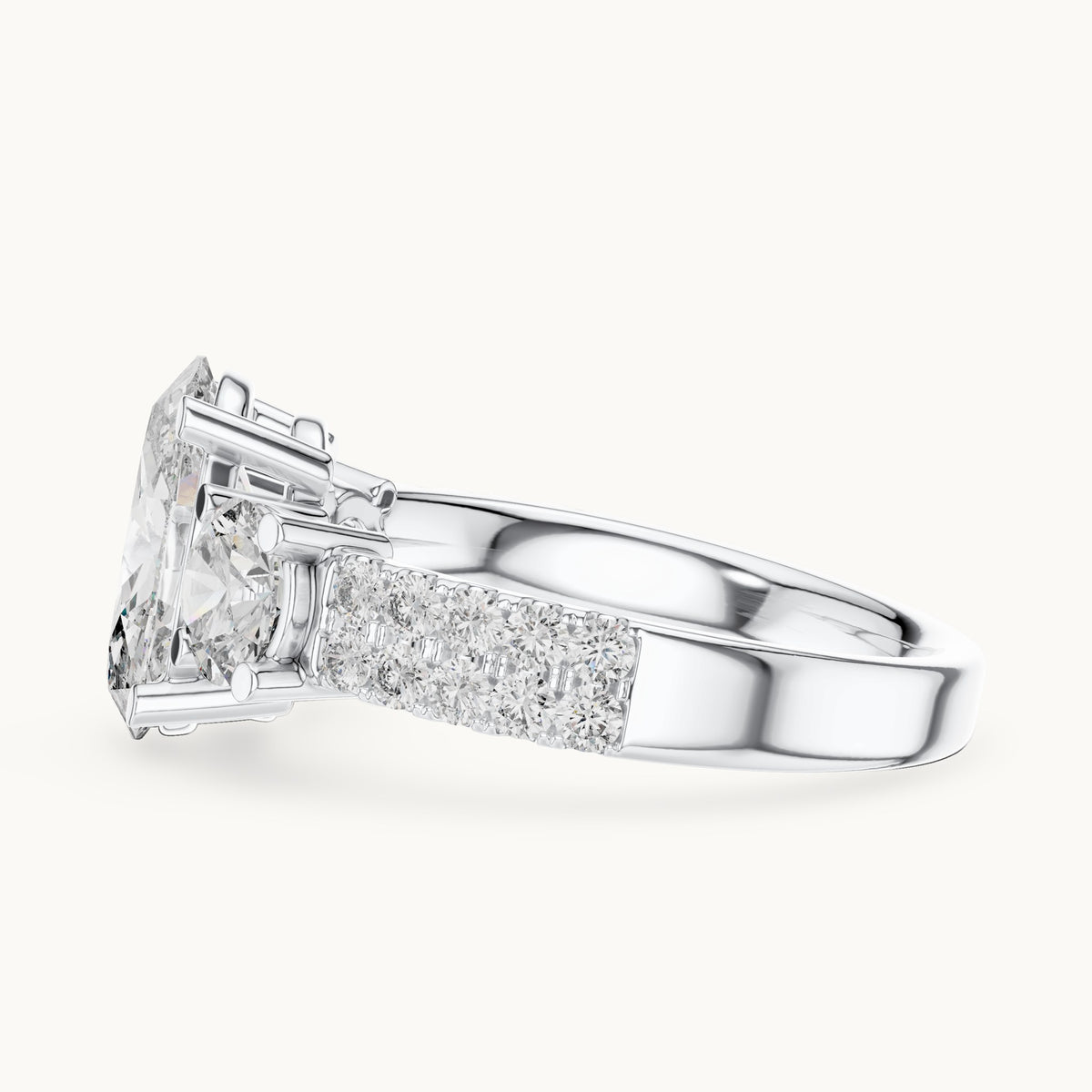 Oval cut lab-grown diamond solitaire ring in 14K white gold, 3.10 CT TW, view 2