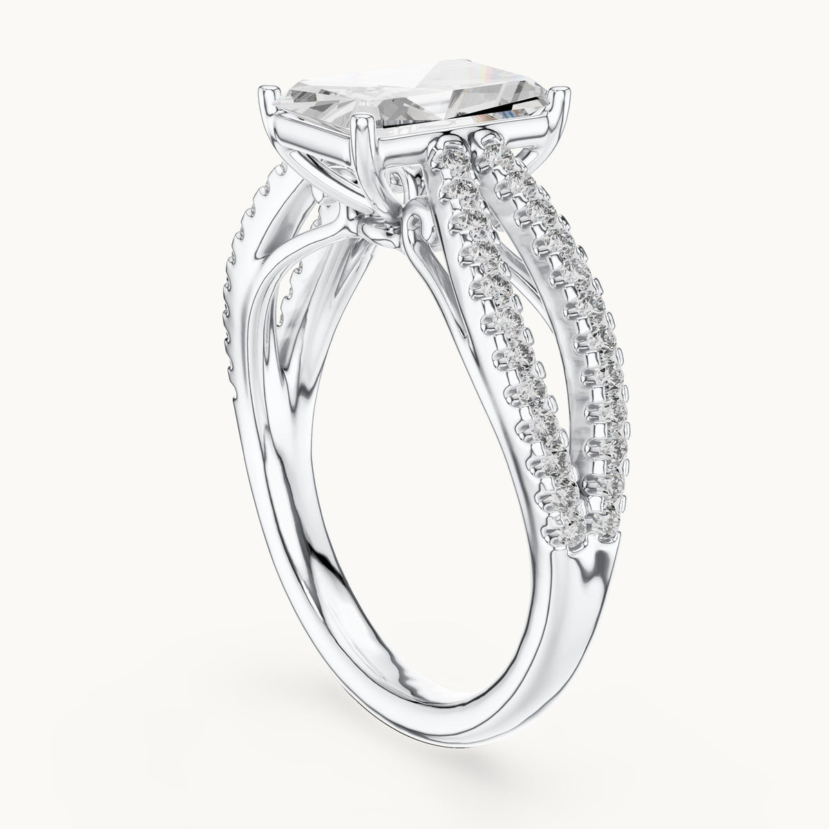 Radiant Cut Lab Grown Diamond Solitaire Ring, 2.41ct Total, Solid Gold