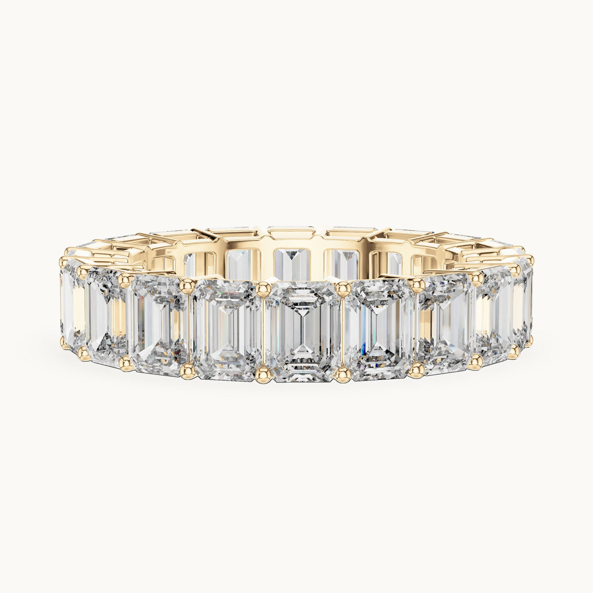 Emerald cut lab-grown diamond full eternity band in 14K yellow gold, 6.00 CT TW, view 3