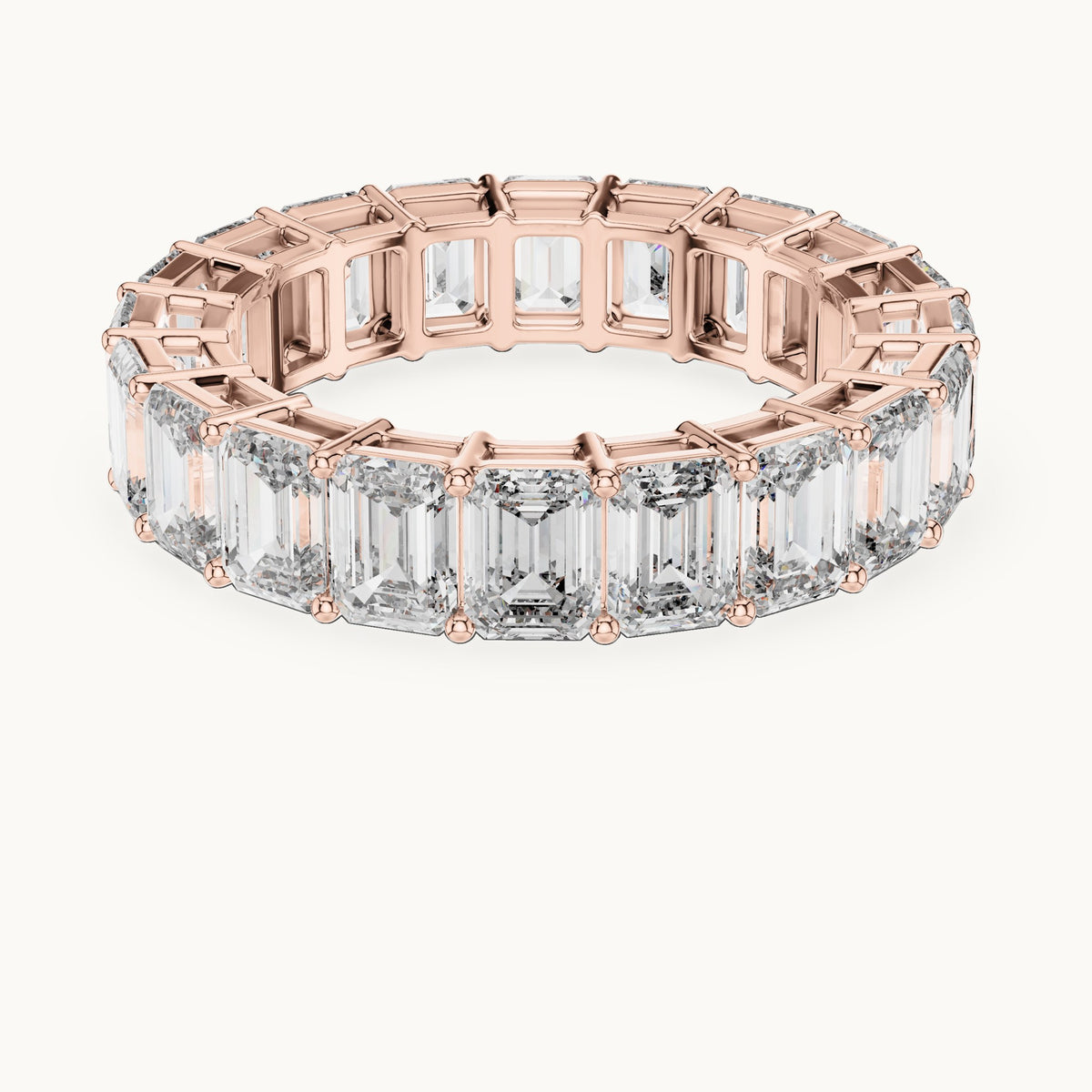 Emerald cut lab-grown diamond full eternity band in 14K rose gold, 6.00 CT TW, view 3