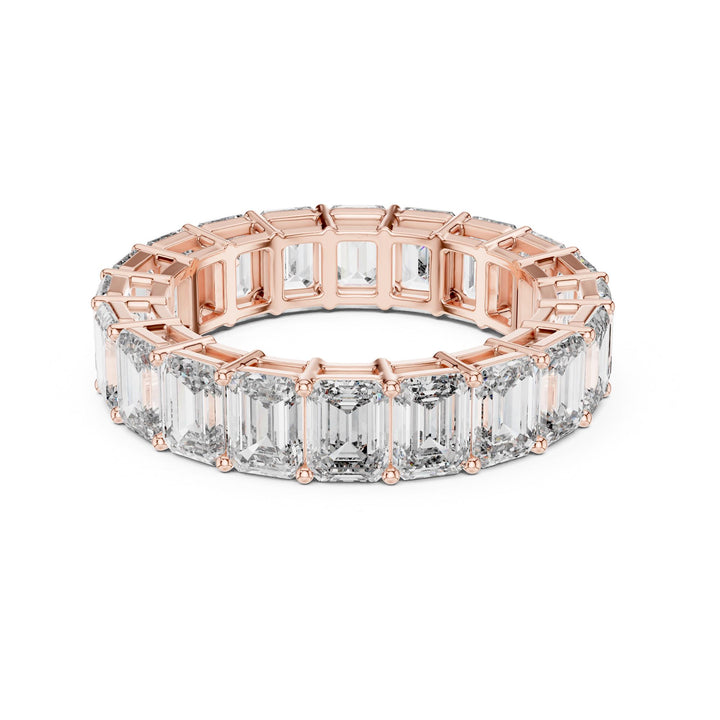 Emerald Cut Lab Grown Diamond Full Eternity Band, 6.00ct Total, Solid Gold