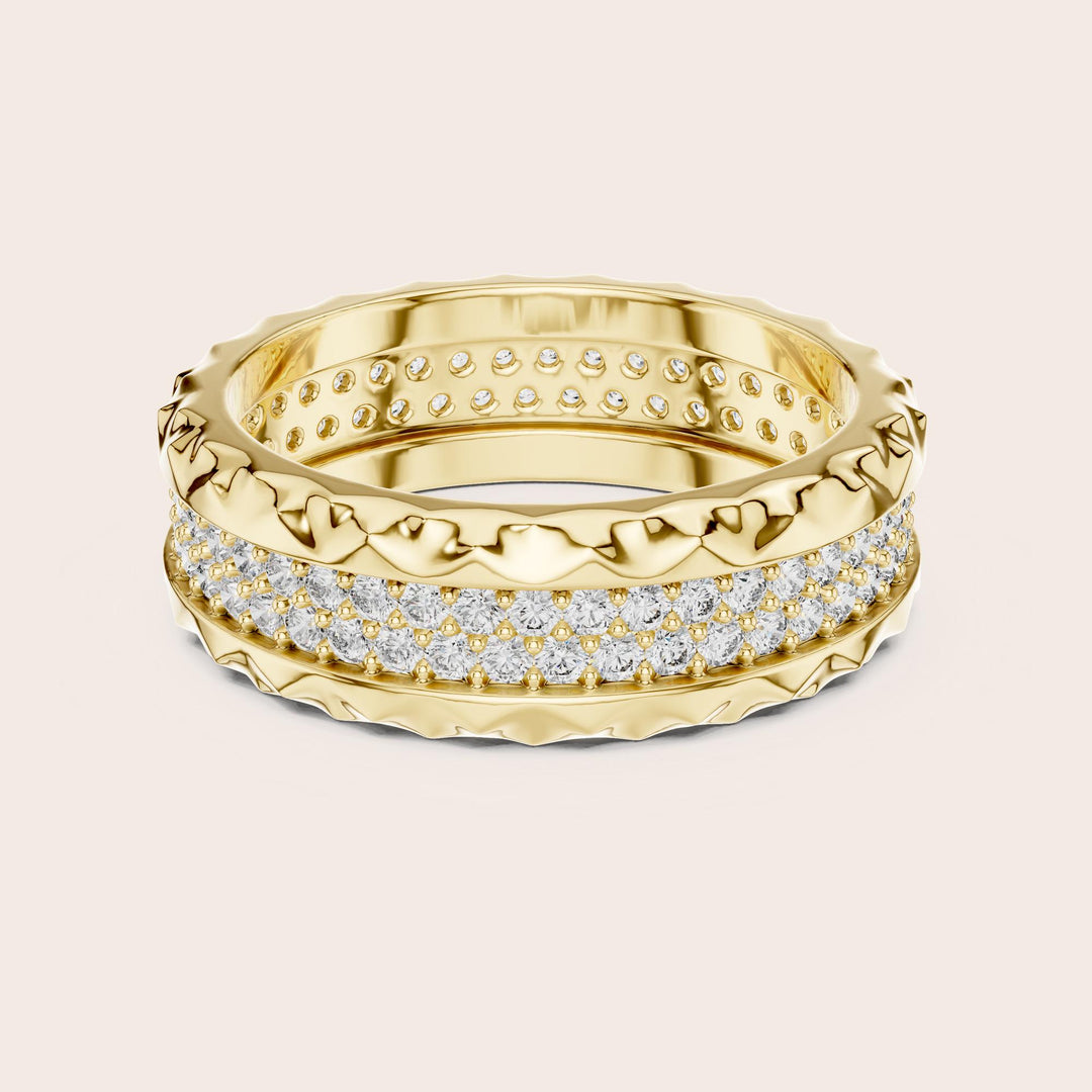 Round Cut Lab Grown Diamond Full Eternity Band, 0.90ct Total, Solid Gold