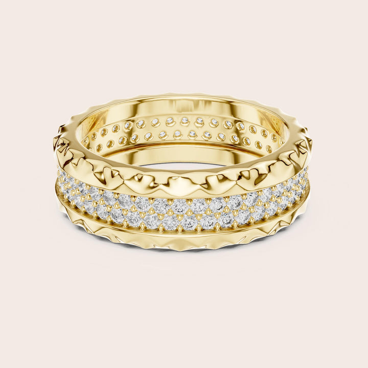 Round Cut Lab Grown Diamond Full Eternity Band, 0.90ct Total, Solid Gold
