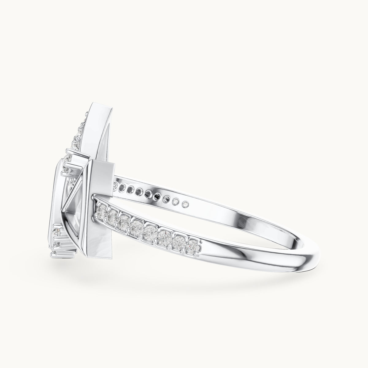 Round cut lab-grown diamond half eternity band, 0.25 CT TW, solid gold, view 5