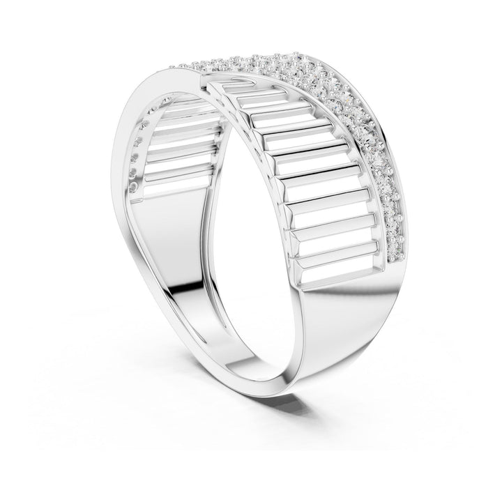 Round Cut Lab Grown Diamond Half Eternity Band, 0.41ct Total, Solid Gold