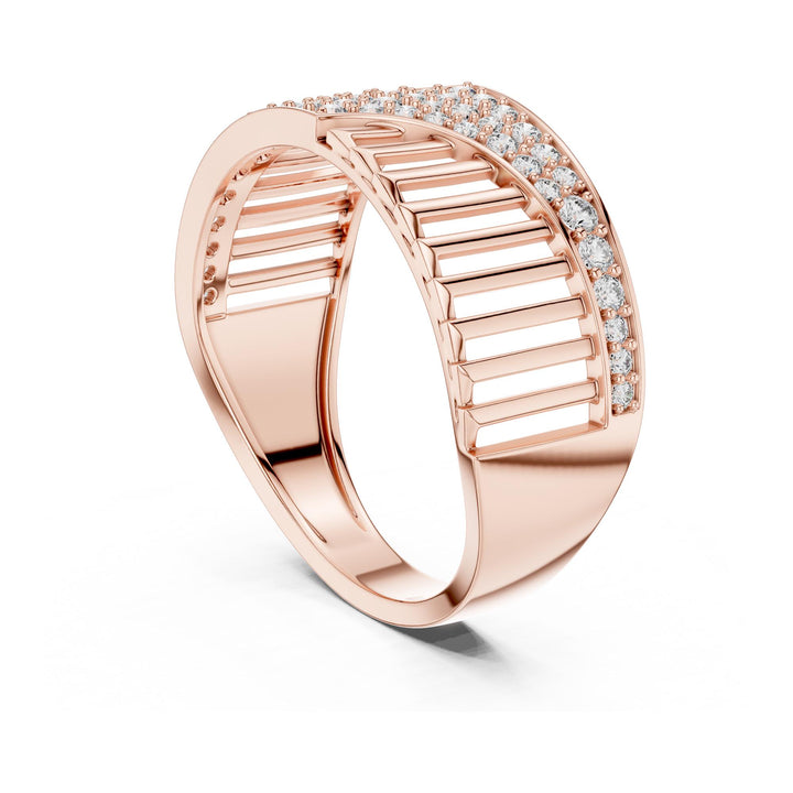 Round Cut Lab Grown Diamond Half Eternity Band, 0.41ct Total, Solid Gold