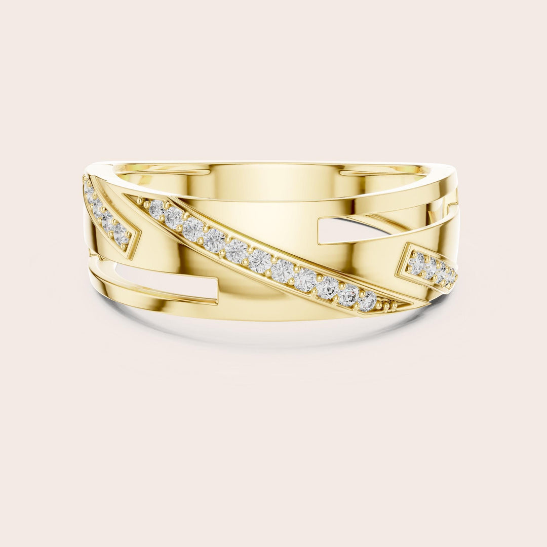 Round Cut Lab Grown Diamond Half Eternity Band, 0.15ct Total, Solid Gold