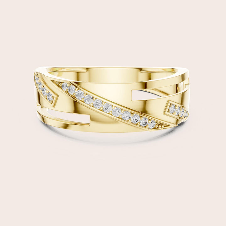 Round Cut Lab Grown Diamond Half Eternity Band, 0.15ct Total, Solid Gold