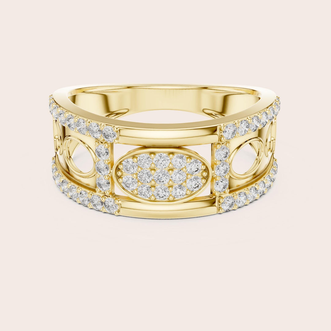 Round Cut Lab Grown Diamond Half Eternity Band, 0.58ct Total, Solid Gold