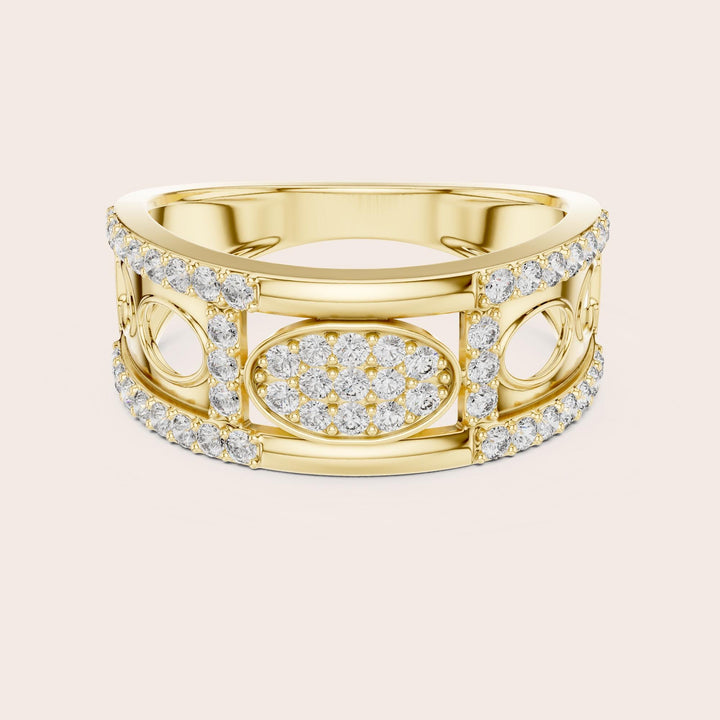 Round Cut Lab Grown Diamond Half Eternity Band, 0.58ct Total, Solid Gold