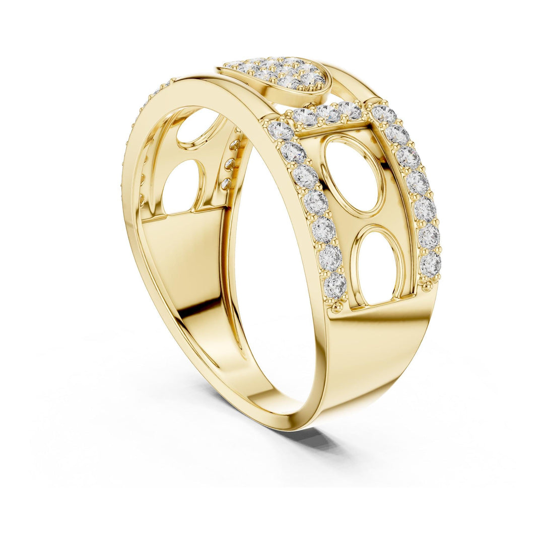 Round Cut Lab Grown Diamond Half Eternity Band, 0.58ct Total, Solid Gold
