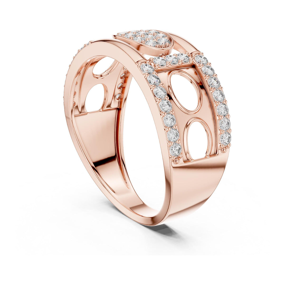 Round Cut Lab Grown Diamond Half Eternity Band, 0.58ct Total, Solid Gold