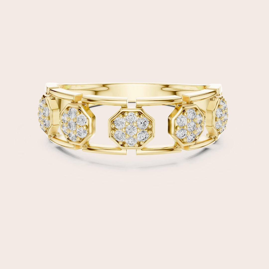 Round Cut Lab Grown Diamond Half Eternity Band, 0.29ct Total, Solid Gold