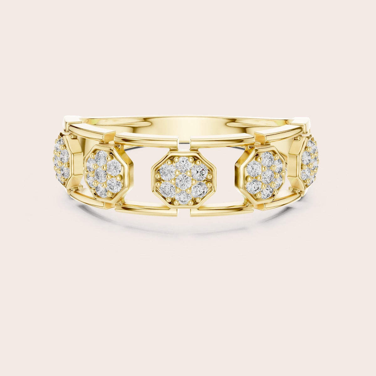Round cut lab-grown diamond half eternity band, 0.29 CT TW, 35 stones, in solid gold (style L05-0015)
