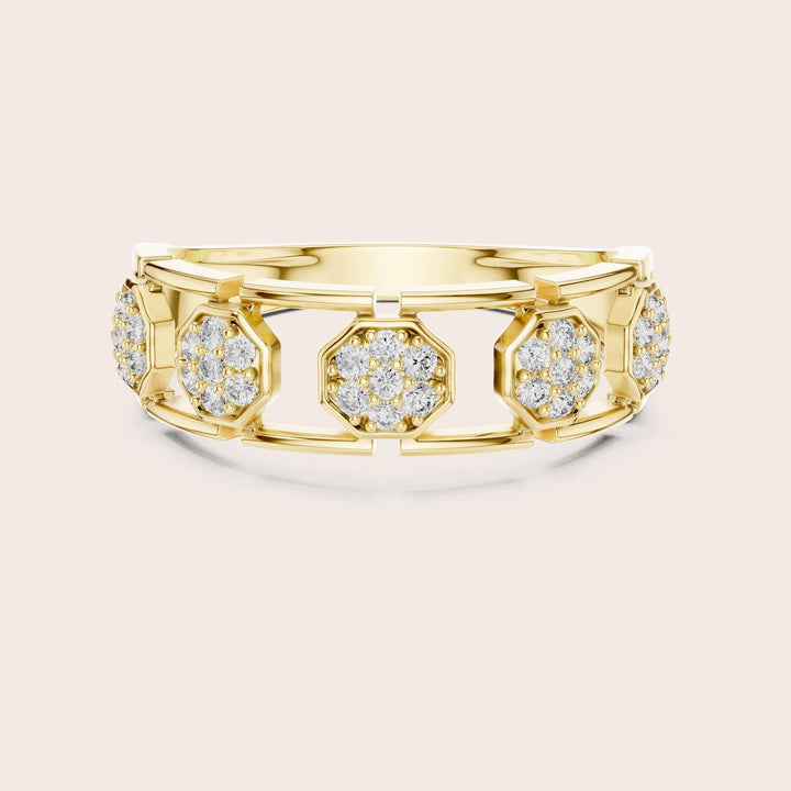 Round Cut Lab Grown Diamond Half Eternity Band, 0.29ct Total, Solid Gold