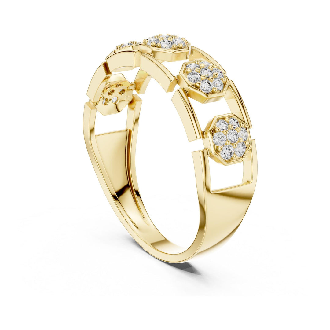 Round Cut Lab Grown Diamond Half Eternity Band, 0.29ct Total, Solid Gold