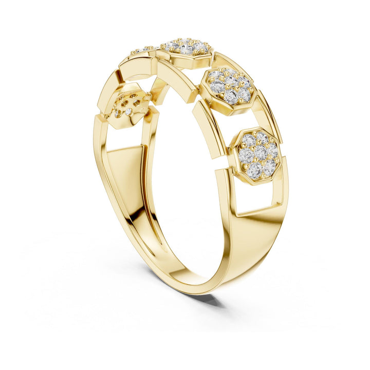 Round Cut Lab Grown Diamond Half Eternity Band, 0.29ct Total, Solid Gold