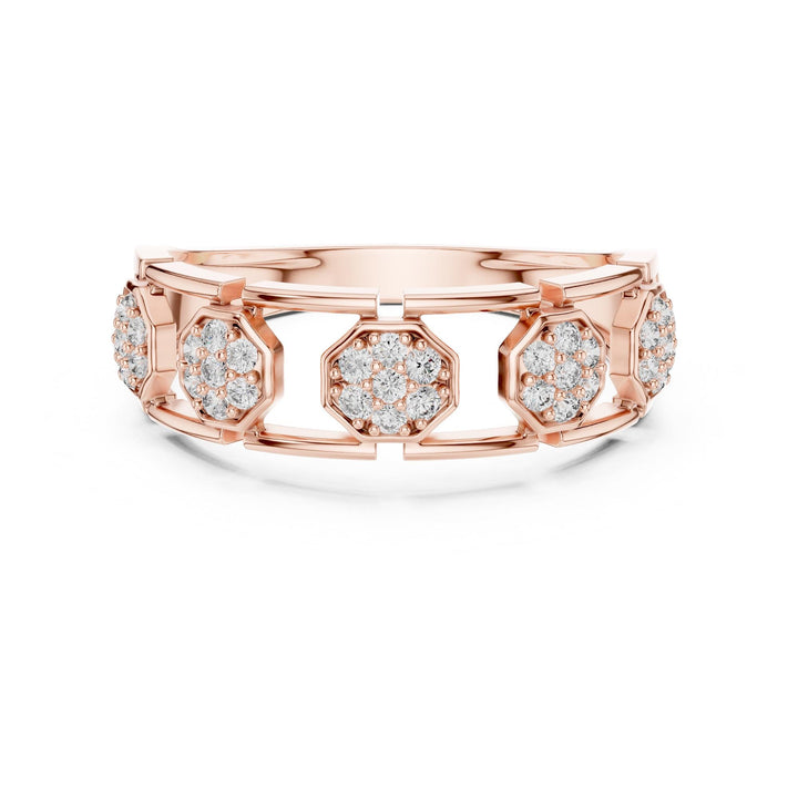 Round Cut Lab Grown Diamond Half Eternity Band, 0.29ct Total, Solid Gold