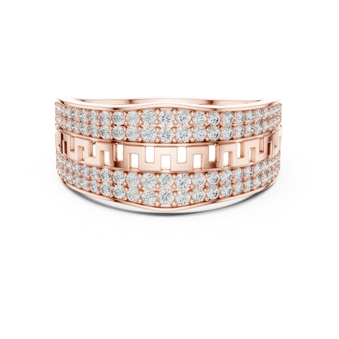 Round Cut Lab Grown Diamond Half Eternity Band, 0.68ct Total, Solid Gold