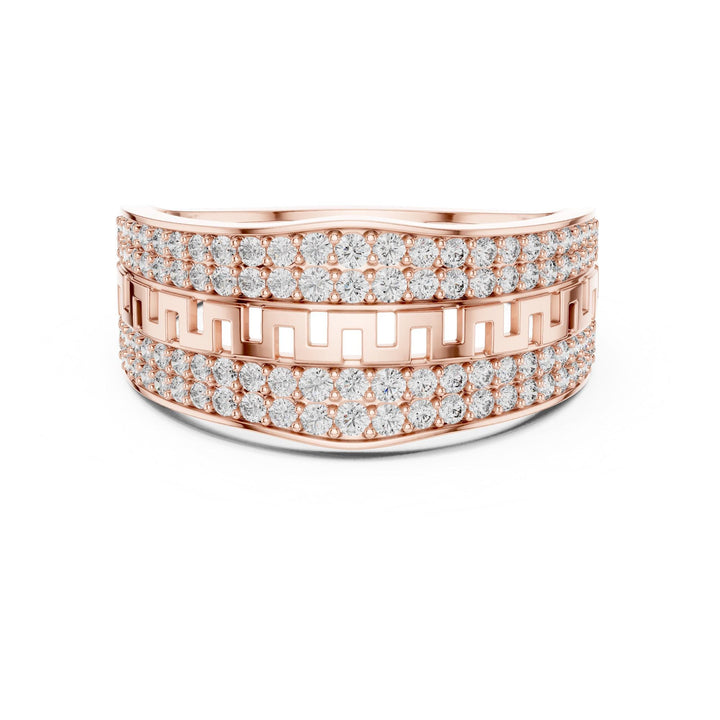 Round Cut Lab Grown Diamond Half Eternity Band, 0.68ct Total, Solid Gold