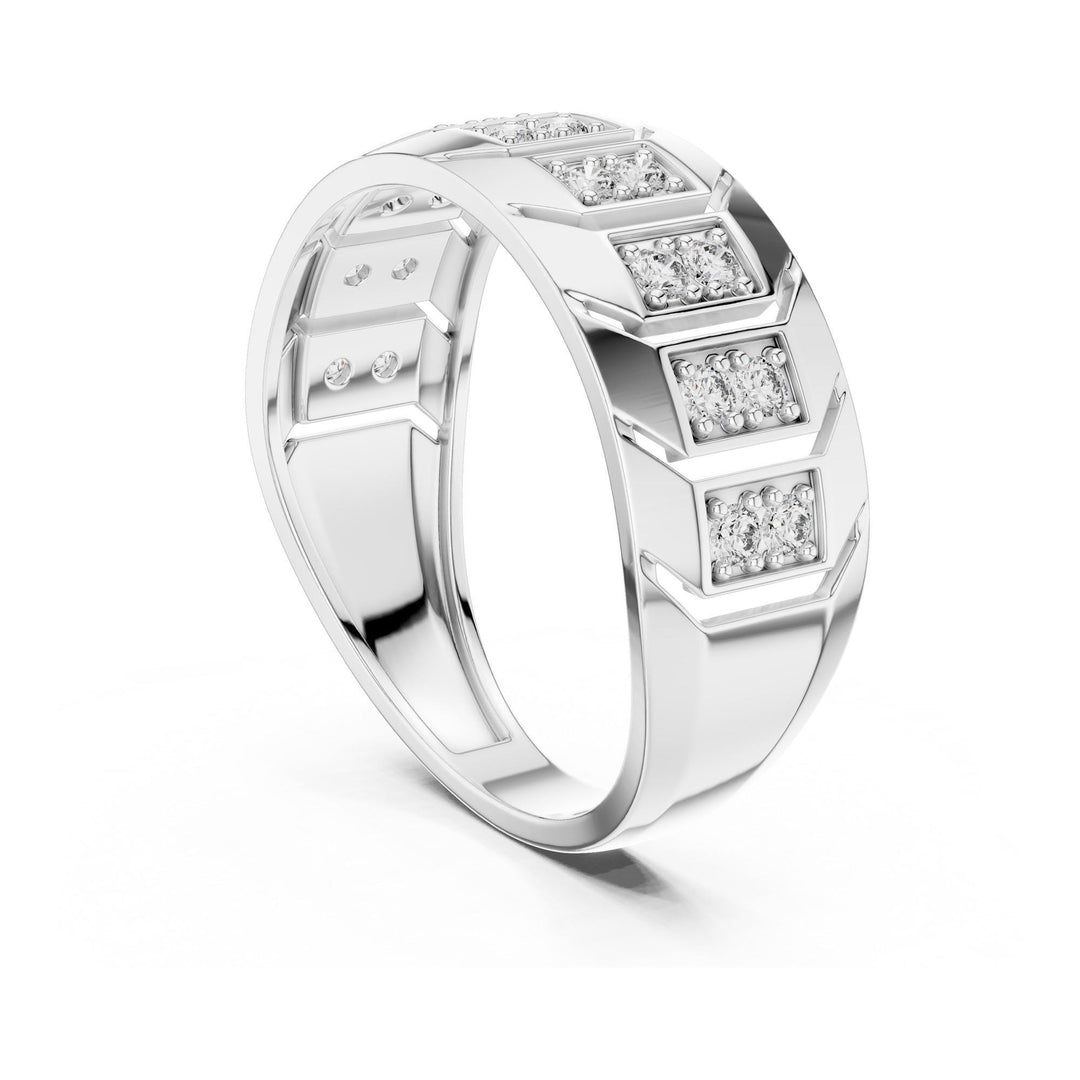 Round Cut Lab Grown Diamond Half Eternity Band, 0.32ct Total, Solid Gold