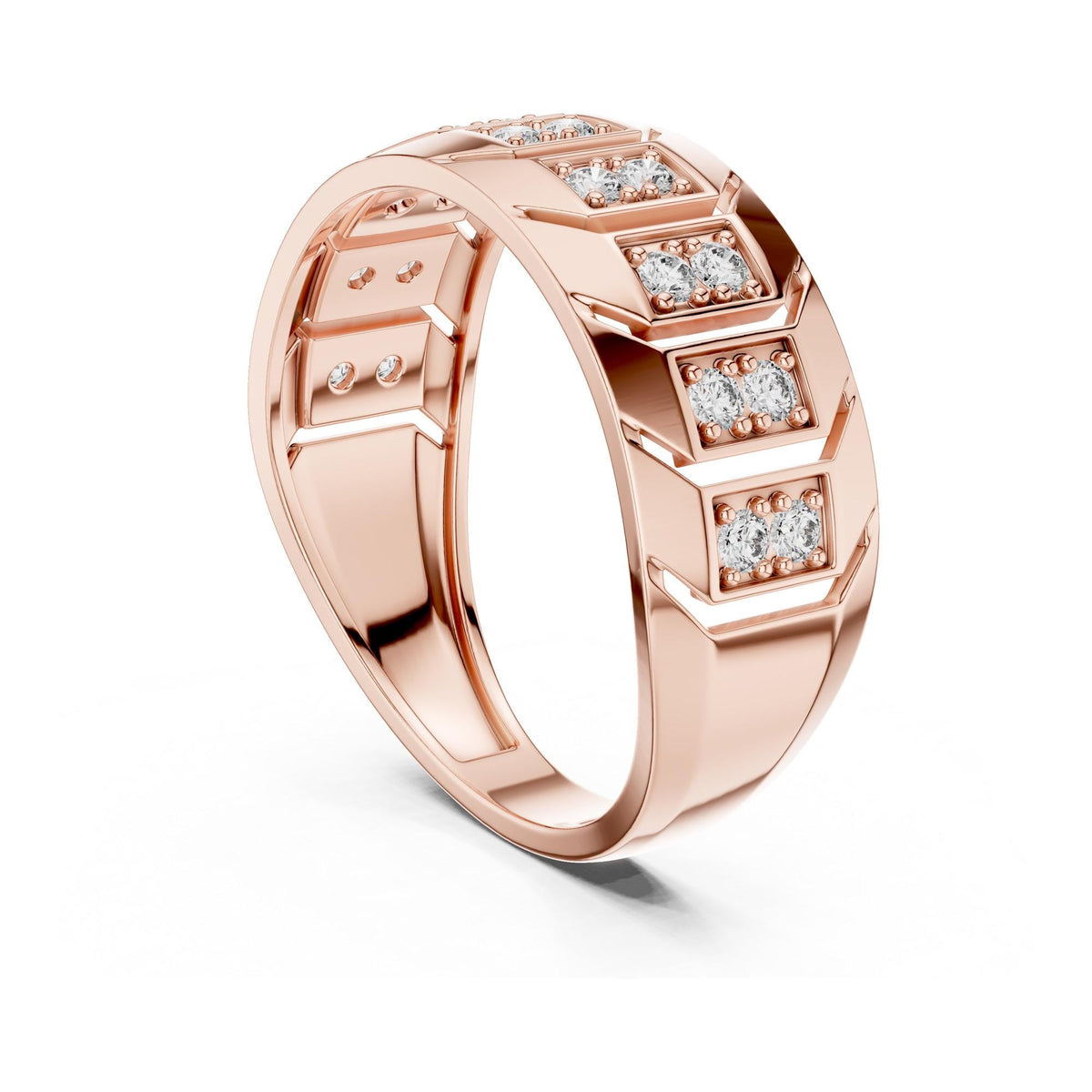 Round cut lab-grown diamond half eternity band, 0.32 CT TW, solid gold, view 7