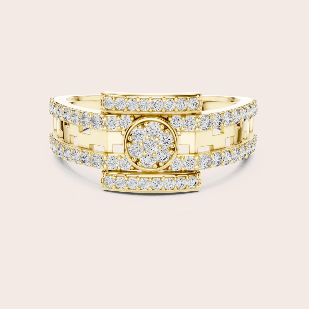 Round Cut Lab Grown Diamond Half Eternity Band, 0.64ct Total, Solid Gold
