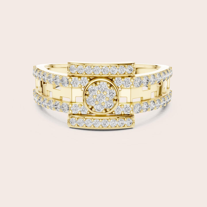 Round Cut Lab Grown Diamond Half Eternity Band, 0.64ct Total, Solid Gold