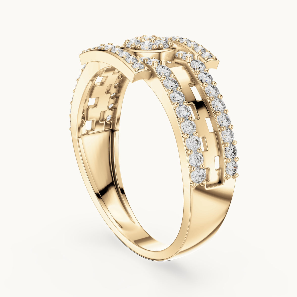Round cut lab-grown diamond half eternity band, 0.64 CT TW, solid gold, view 2