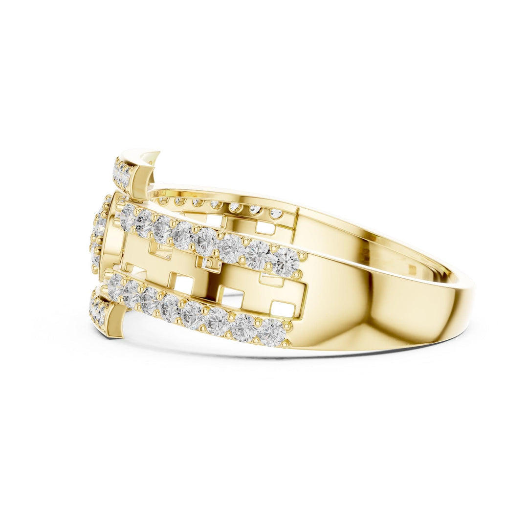 Round Cut Lab Grown Diamond Half Eternity Band, 0.64ct Total, Solid Gold