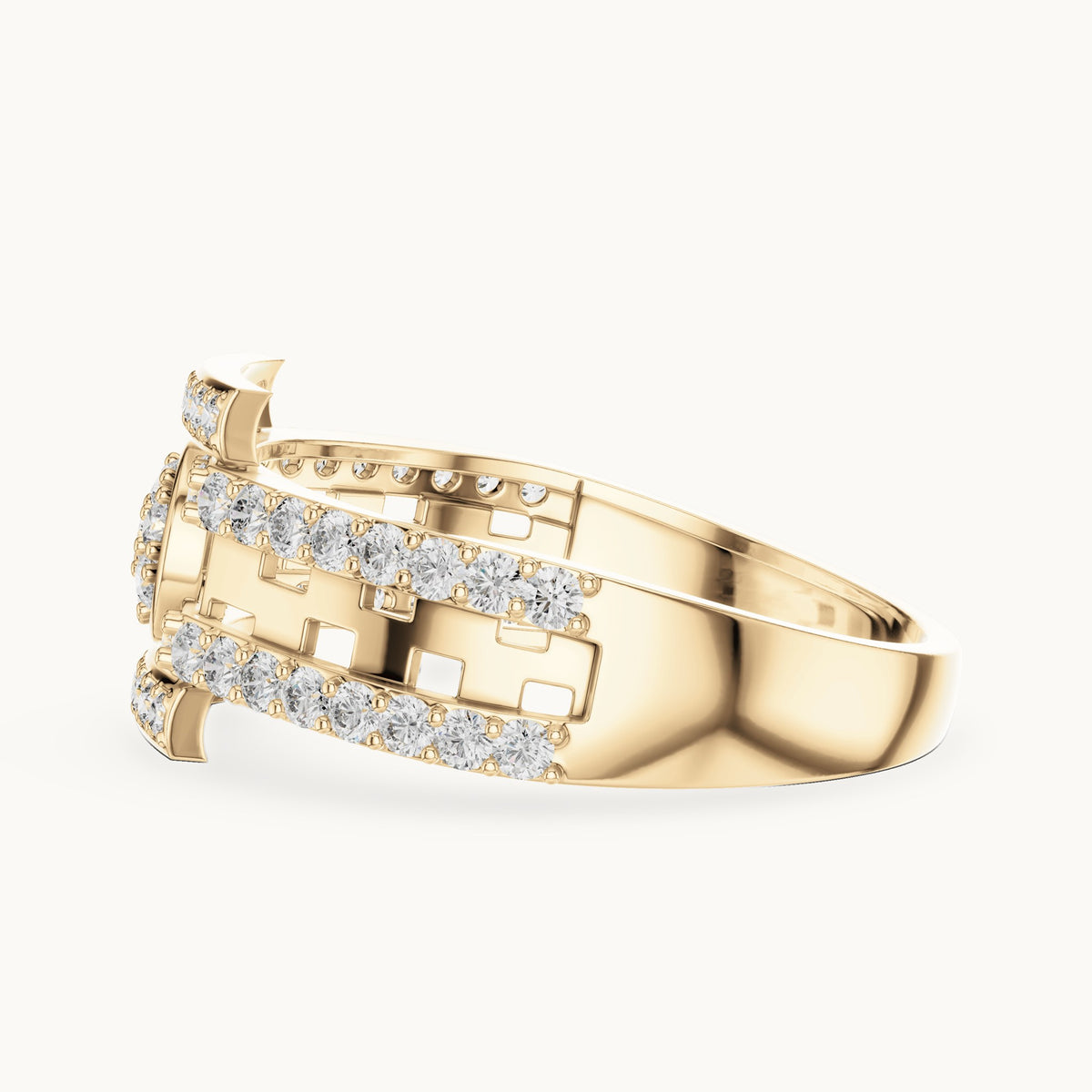 Round cut lab-grown diamond half eternity band, 0.64 CT TW, solid gold, view 3