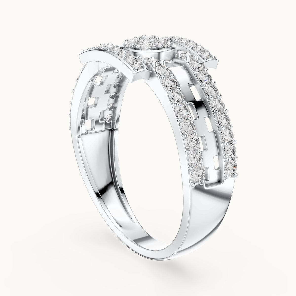 Round cut lab-grown diamond half eternity band, 0.64 CT TW, solid gold, view 4