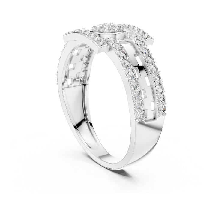 Round Cut Lab Grown Diamond Half Eternity Band, 0.64ct Total, Solid Gold